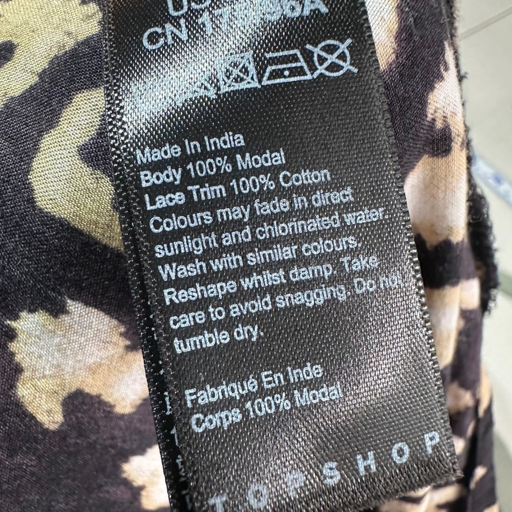 TOPSHOP Leopard Print Maxi Dress Halter Neck Side Slits Black Tan Size 8 Coverup - Picture 9 of 11